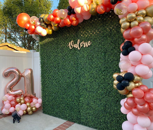 Hedge Backdrop & Balloons