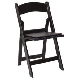 BLACK WOOD PADDED CHAIR