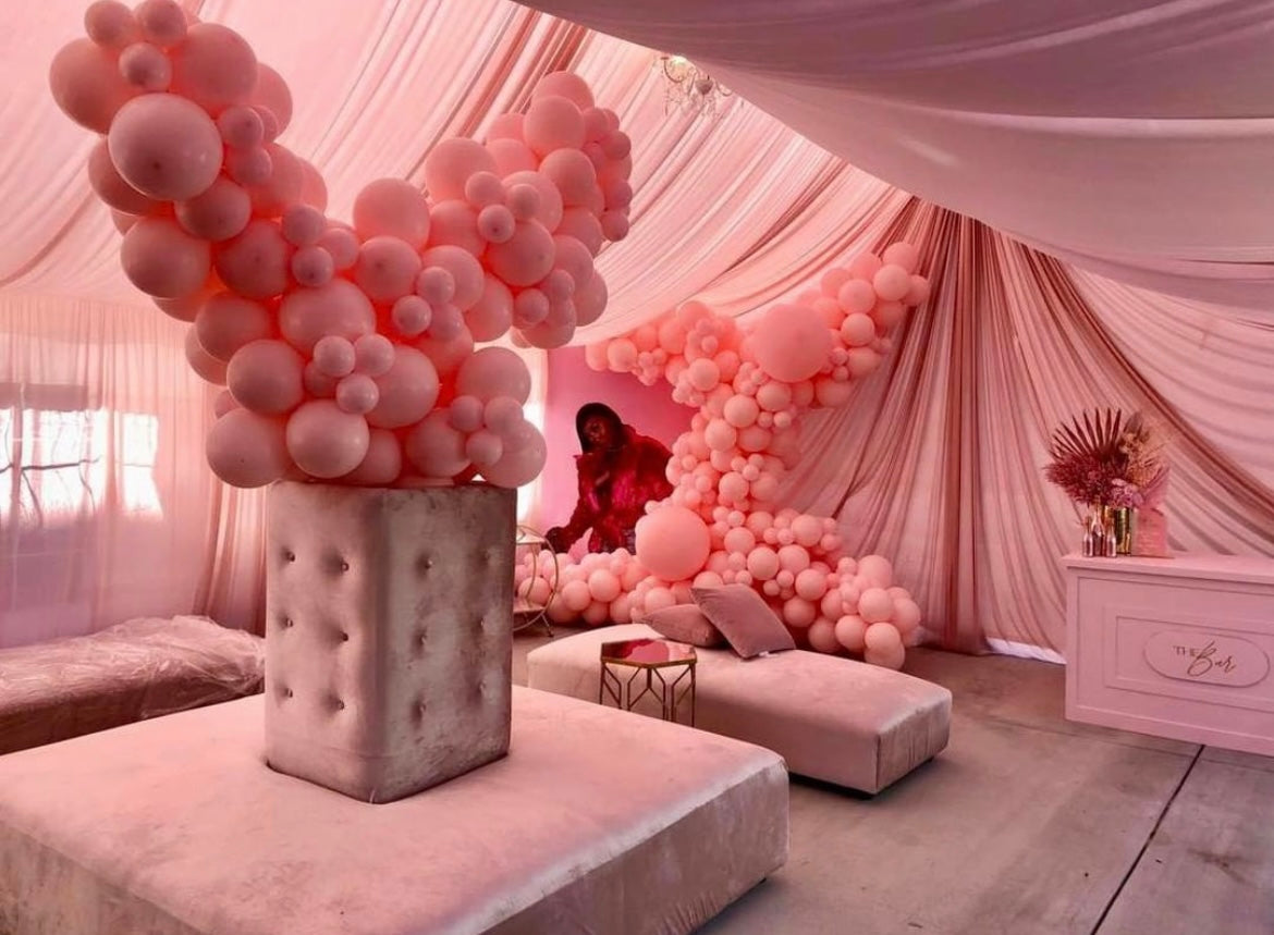 Square BOURNE Ottoman Island 6' BLUSH PINK