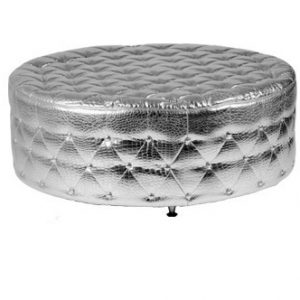 Round OTTOMAN Tufted SILVER