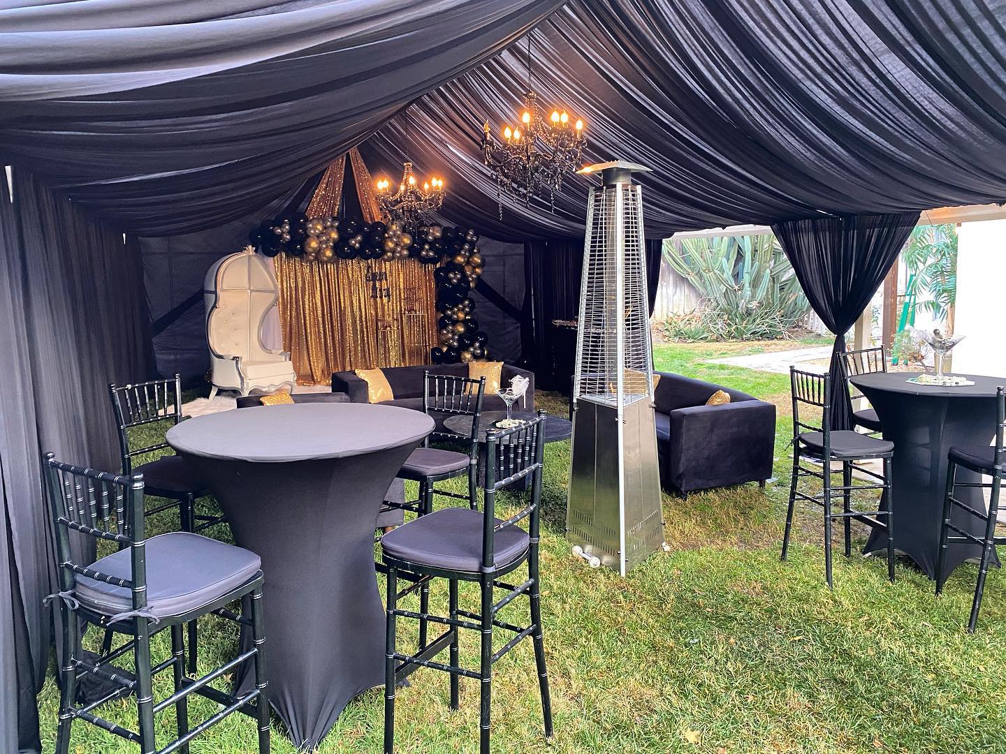 TENT with DRAPING  10X50 & Chandelier