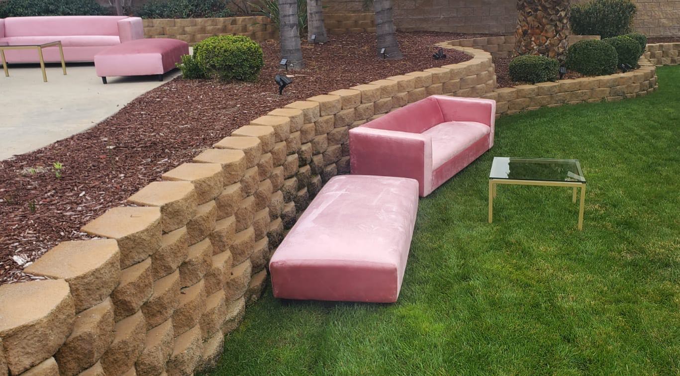 Pink VELVET Bench / Ottoman 6'