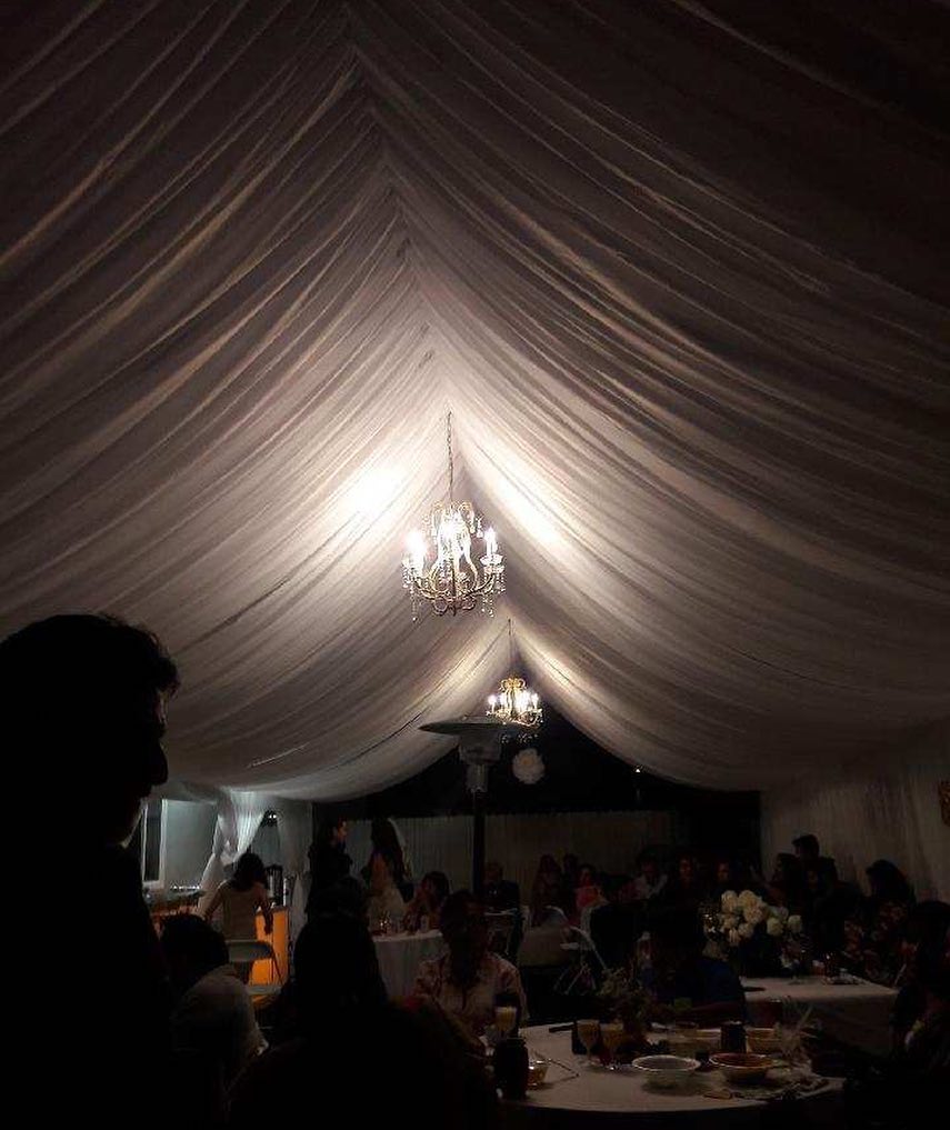 TENT with DRAPING  10X50 & Chandelier