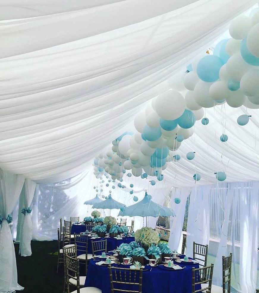 TENT with DRAPING  10X50 & Chandelier