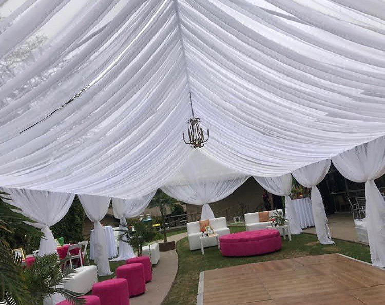 TENT with DRAPING  10X50 & Chandelier
