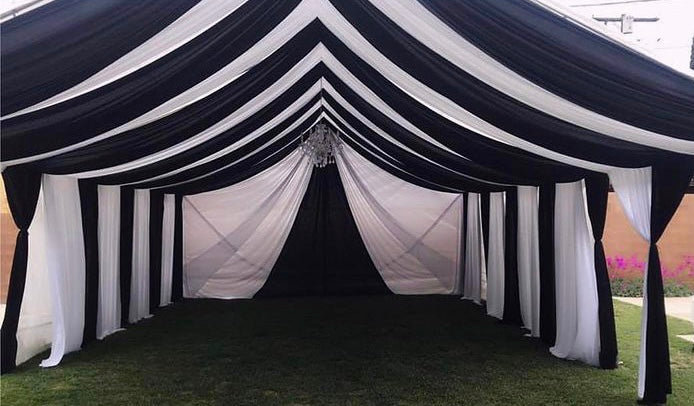 TENT with DRAPING  10X50 & Chandelier