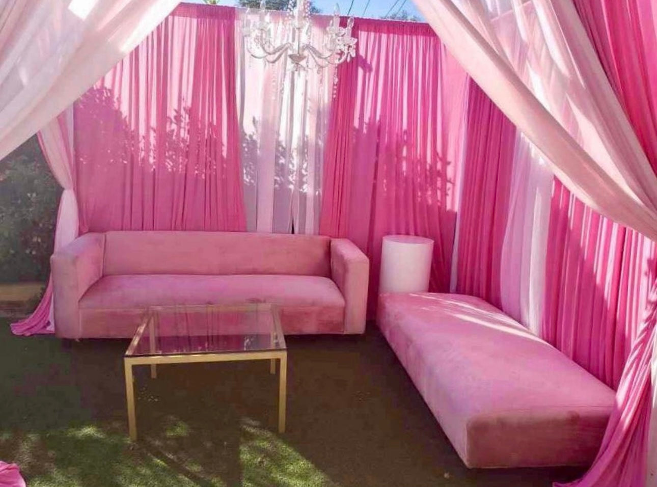 Pink VELVET Sofa 7’